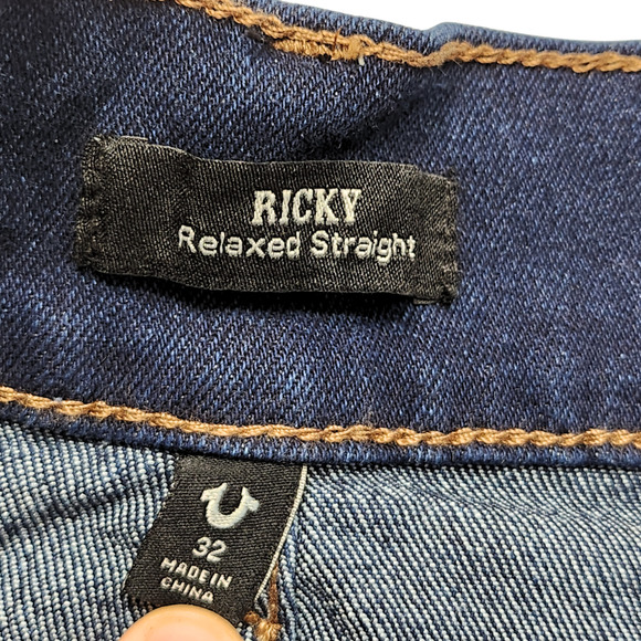 New True Religion Ricky SN Flap Shorts 32" Men Dark Midnight Wash Denim Relaxed - Picture 5 of 7